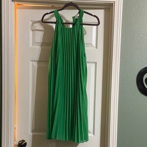 Green Pleated Midi Dress